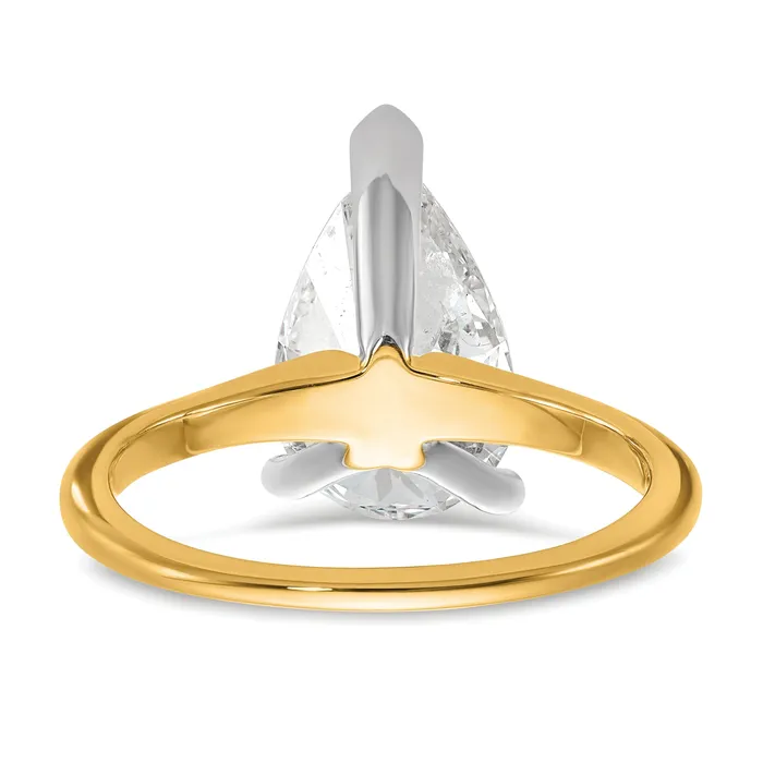 Goldia Rings 14k Twotone 3 Ct Lab Grown Diamond VSSI G Pear Solitare Engagement Ring
