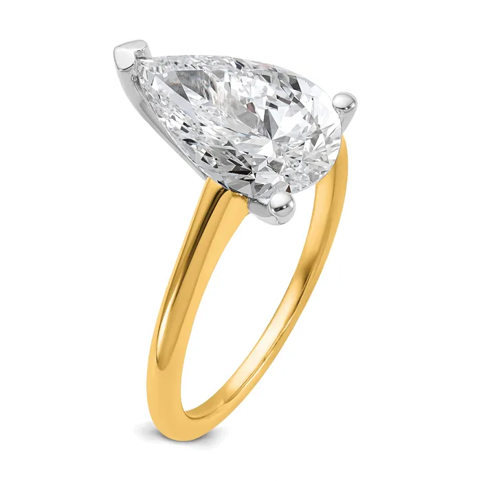 Goldia Rings 14k Twotone 3 Ct Lab Grown Diamond VSSI G Pear Solitare Engagement Ring