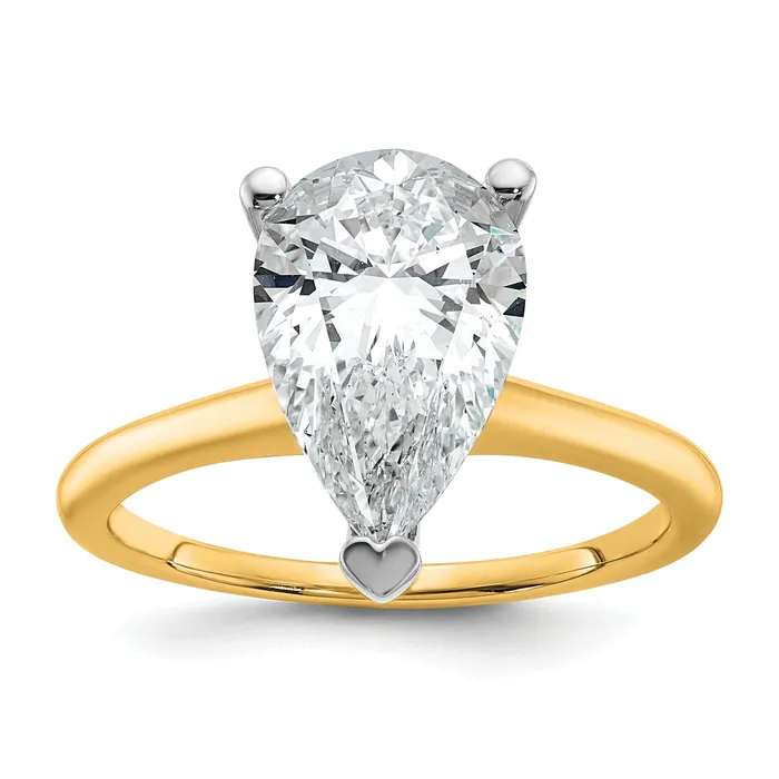 Goldia Rings 14k Twotone 3 Ct Lab Grown Diamond VSSI G Pear Solitare Engagement Ring