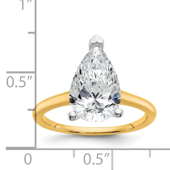 Goldia Rings 14k Twotone 3 Ct Lab Grown Diamond VSSI G Pear Solitare Engagement Ring