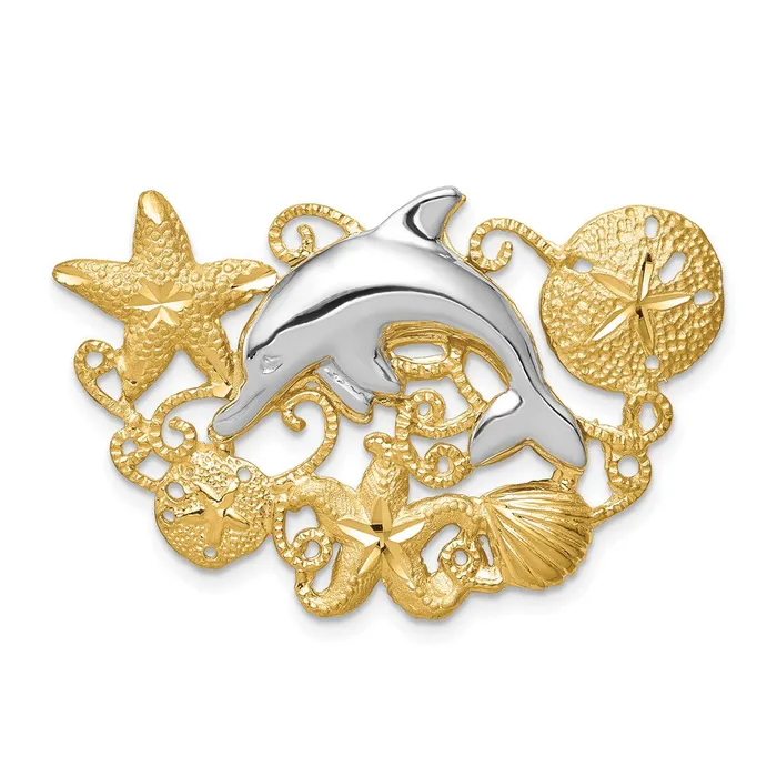 Goldia Rings 14k Twotone Gold Sea Life Fits 5mm6mm Slide