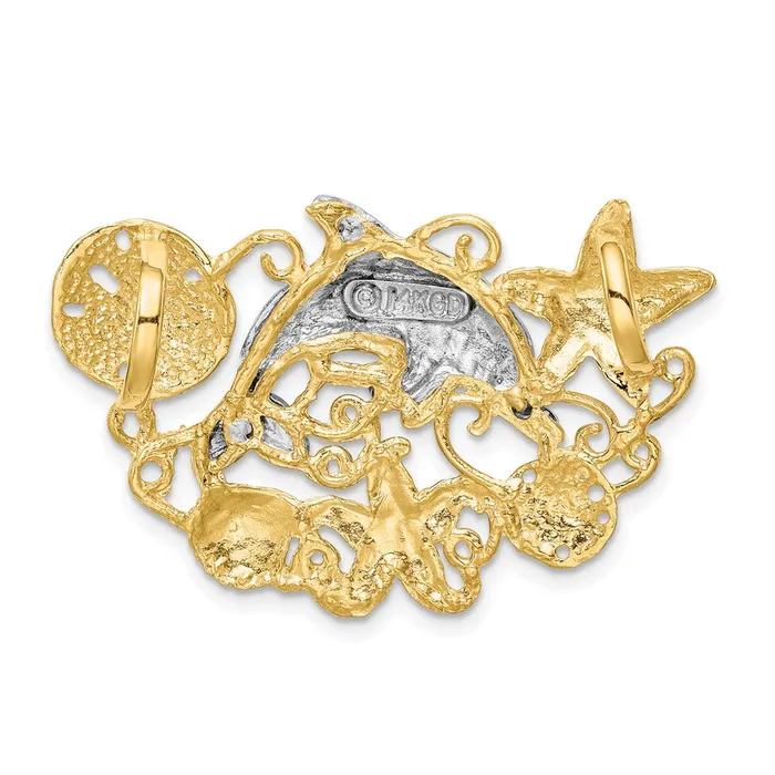 Goldia Rings 14k Twotone Gold Sea Life Fits 5mm6mm Slide