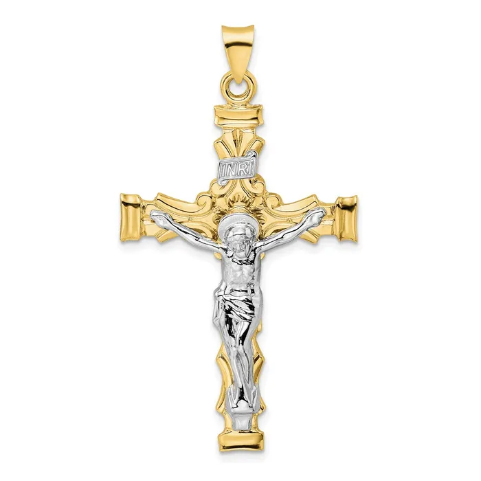 Goldia Rings 14k Twotone Gold Solid INRI Crucifix Pendant