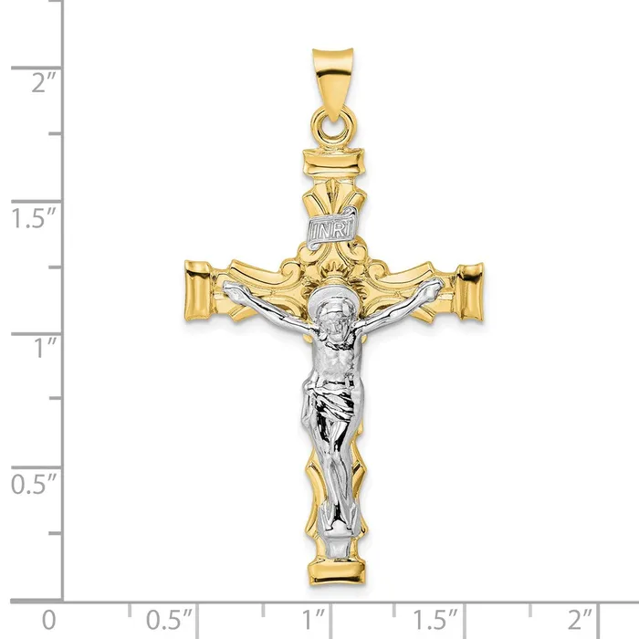 Goldia Rings 14k Twotone Gold Solid INRI Crucifix Pendant