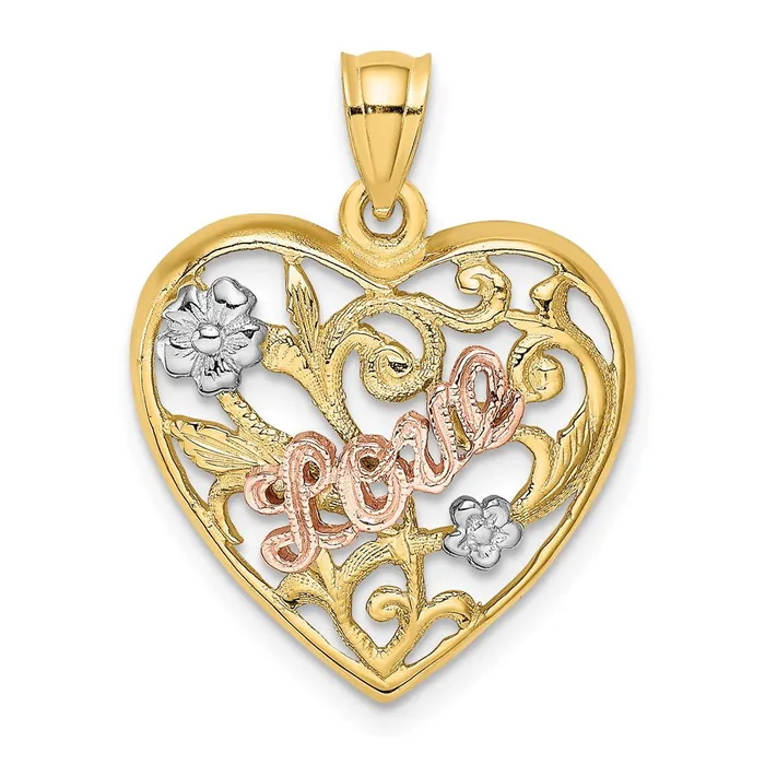 Goldia Rings 14k Twotone Gold wWhite Rhodium LOVE Heart Charm
