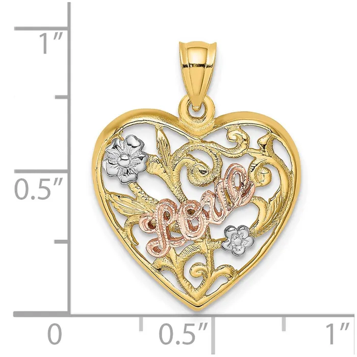 Goldia Rings 14k Twotone Gold wWhite Rhodium LOVE Heart Charm