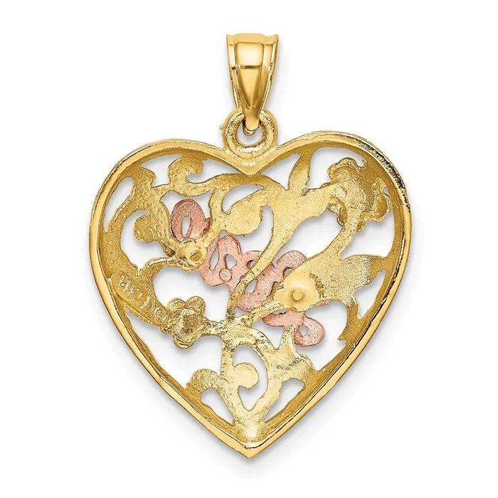 Goldia Rings 14k Twotone Gold wWhite Rhodium LOVE Heart Charm
