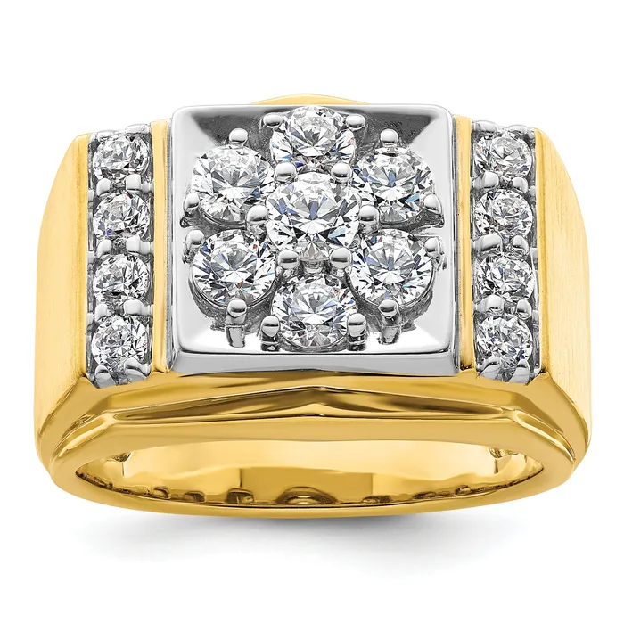 Goldia Rings 14k Twotone Two Tone 1 34 Ct Lab Grown Diamond VSSI G Mens Polished and Satin Cluster Ring