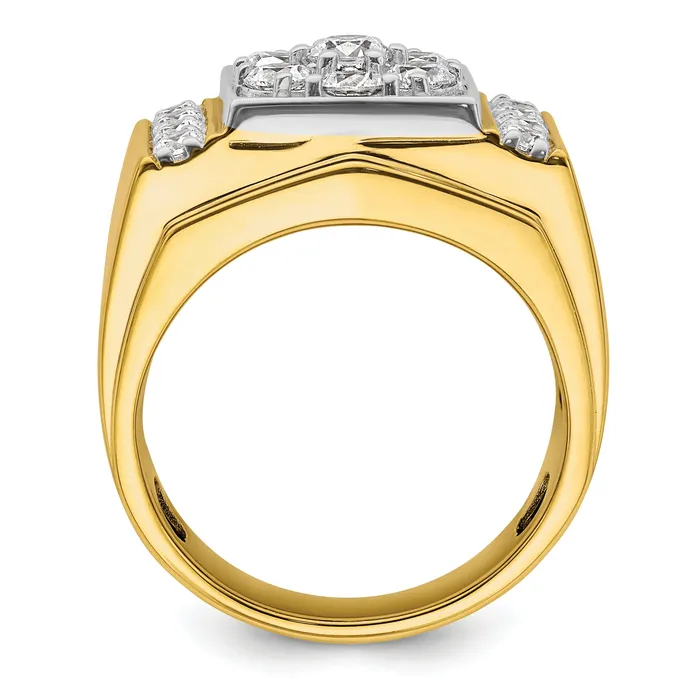 Goldia Rings 14k Twotone Two Tone 1 34 Ct Lab Grown Diamond VSSI G Mens Polished and Satin Cluster Ring