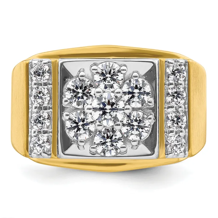 Goldia Rings 14k Twotone Two Tone 1 34 Ct Lab Grown Diamond VSSI G Mens Polished and Satin Cluster Ring