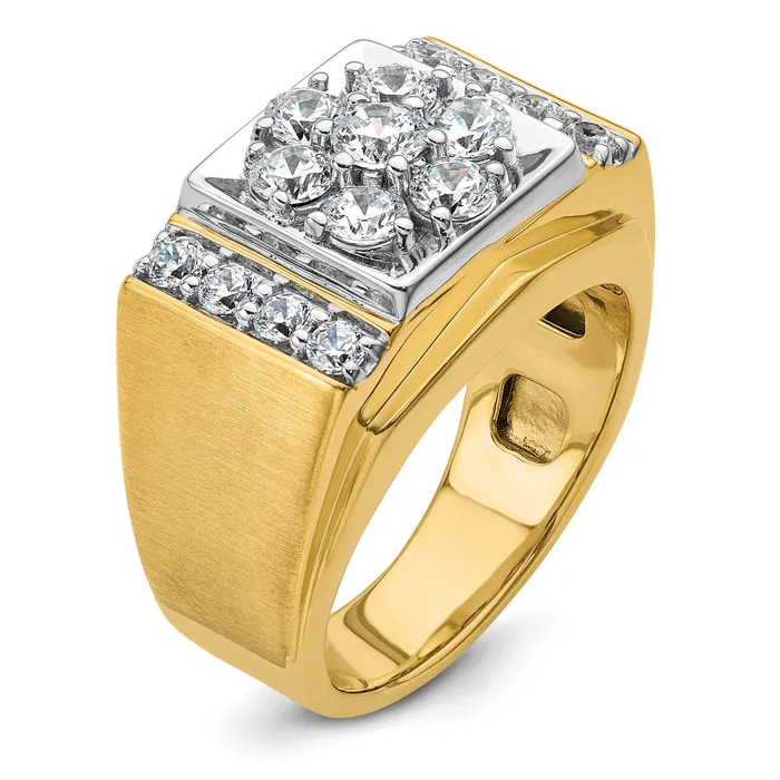 Goldia Rings 14k Twotone Two Tone 1 34 Ct Lab Grown Diamond VSSI G Mens Polished and Satin Cluster Ring