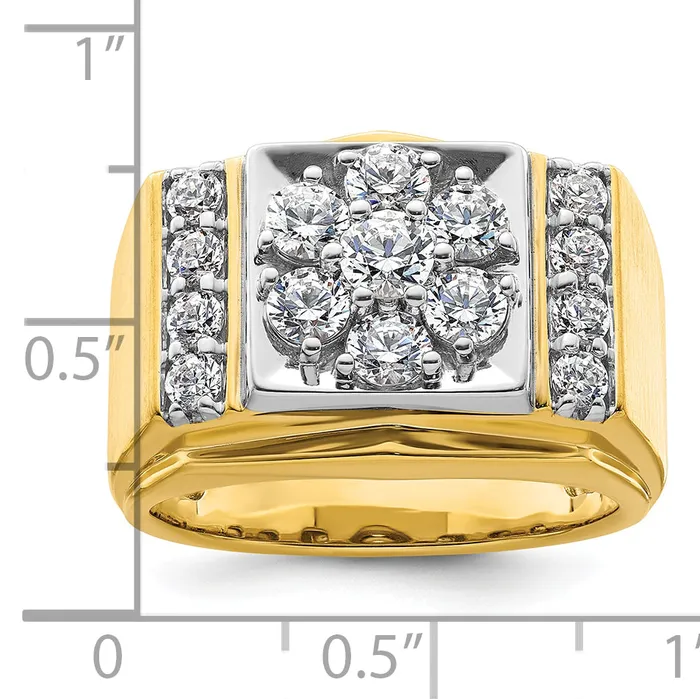 Goldia Rings 14k Twotone Two Tone 1 34 Ct Lab Grown Diamond VSSI G Mens Polished and Satin Cluster Ring