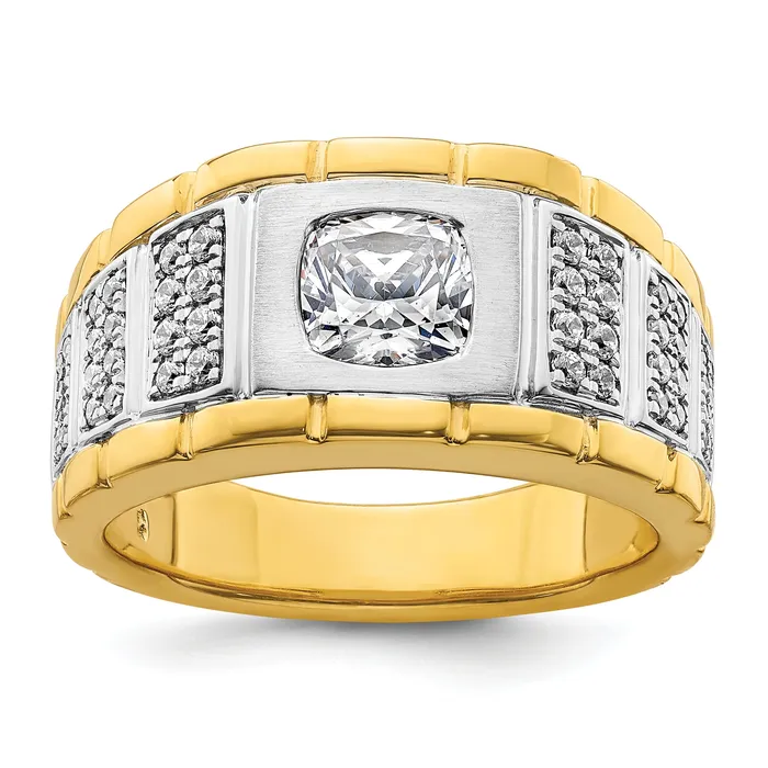 Goldia Rings 14k Twotone Two Tone 38 Ct Lab Grown Diamond VSSI G Polished Mens Ring