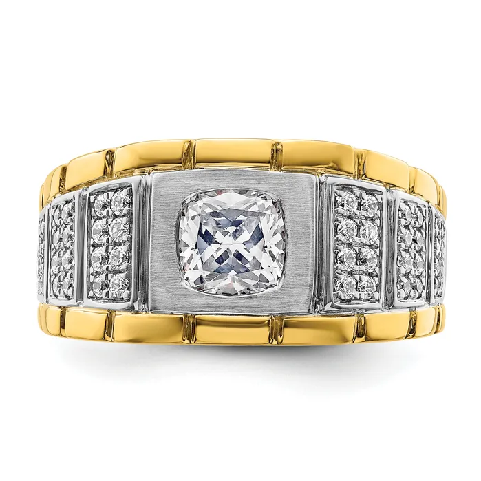 Goldia Rings 14k Twotone Two Tone 38 Ct Lab Grown Diamond VSSI G Polished Mens Ring