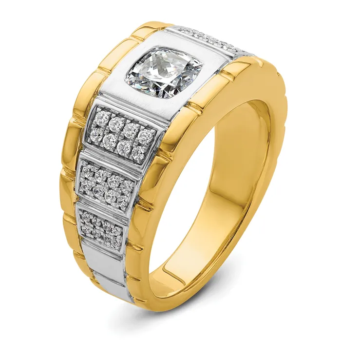 Goldia Rings 14k Twotone Two Tone 38 Ct Lab Grown Diamond VSSI G Polished Mens Ring