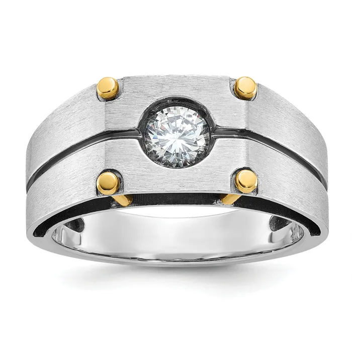 Goldia Rings 14k Twotone Two Tone with Black Rhodium 12 Ct Lab Grown Diamond VSSI G Polished and Satin Mens Ring