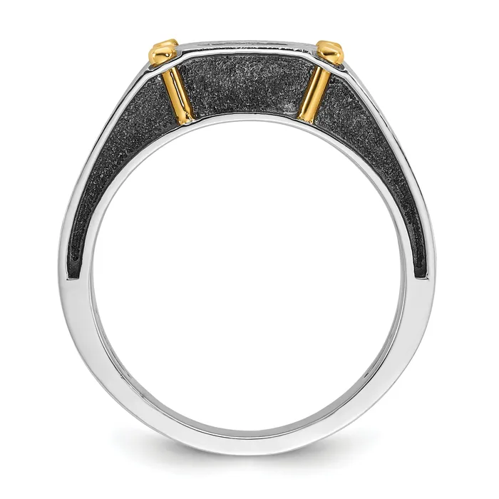 Goldia Rings 14k Twotone Two Tone with Black Rhodium 12 Ct Lab Grown Diamond VSSI G Polished and Satin Mens Ring