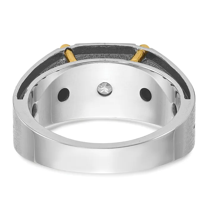 Goldia Rings 14k Twotone Two Tone with Black Rhodium 12 Ct Lab Grown Diamond VSSI G Polished and Satin Mens Ring