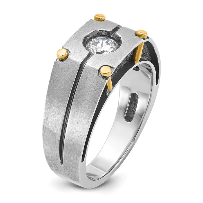 Goldia Rings 14k Twotone Two Tone with Black Rhodium 12 Ct Lab Grown Diamond VSSI G Polished and Satin Mens Ring