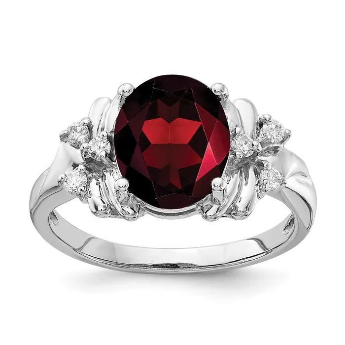 Goldia Rings 14k White Gold 10x8mm Oval Garnet A Real Diamond ring