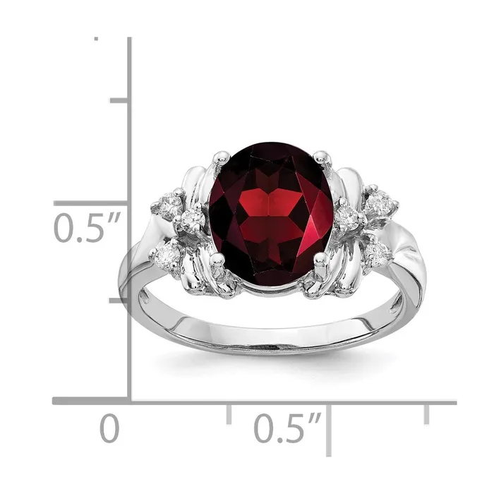 Goldia Rings 14k White Gold 10x8mm Oval Garnet A Real Diamond ring