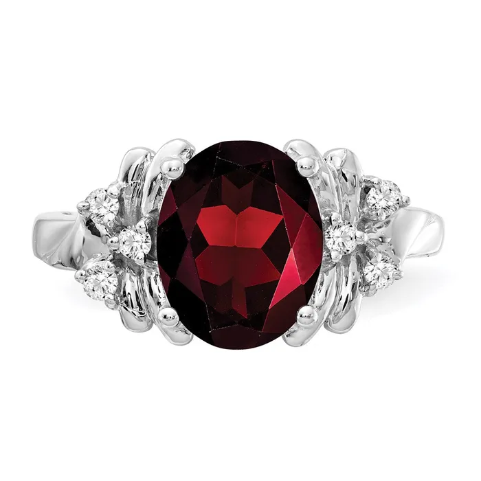 Goldia Rings 14k White Gold 10x8mm Oval Garnet A Real Diamond ring