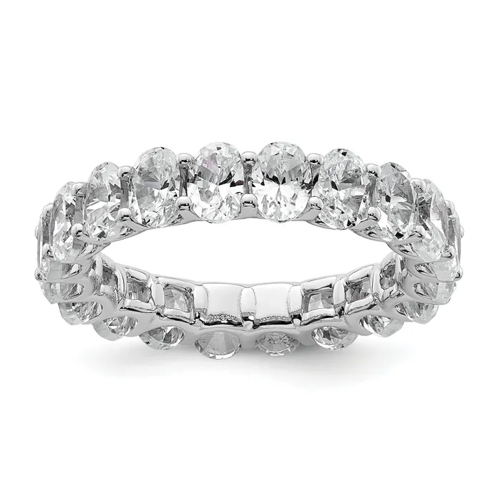 Goldia Rings 14k White Gold 14KW Oval Lab Grown Diamond VSSI G Eternity Band Ring