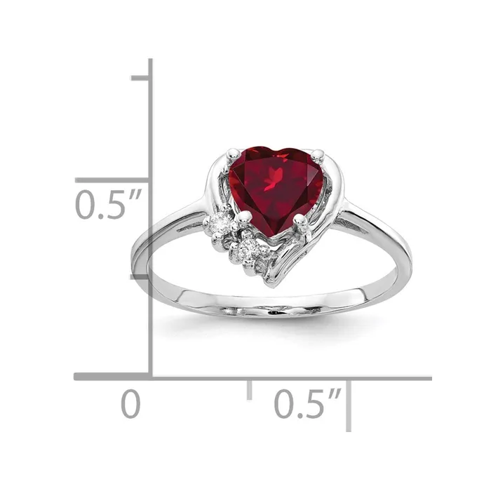 Goldia Rings 14k White Gold 6mm Heart Created Ruby A Real Diamond ring