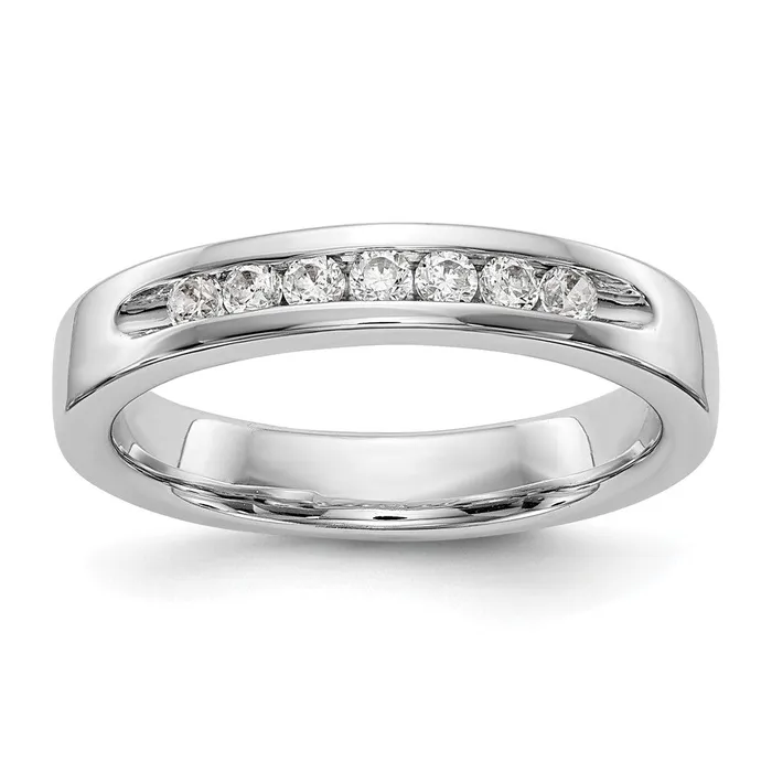 Goldia Rings 14k White Gold 7Stone 14 carat Round Diamond Complete Channel Band