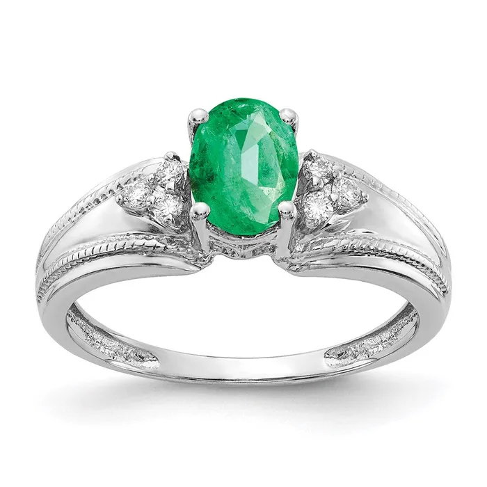 Goldia Rings 14k White Gold 7x5mm Oval Emerald A Real Diamond ring