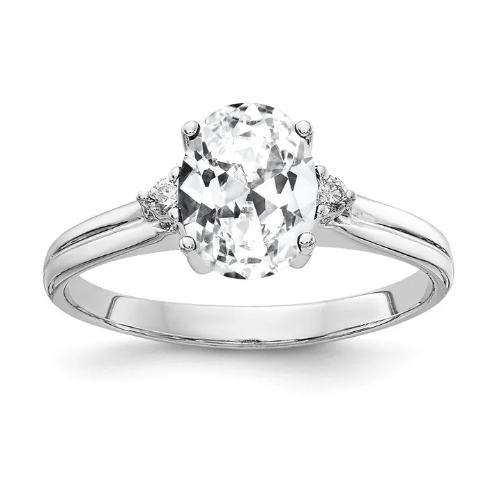 Goldia Rings 14k White Gold 8x6mm Oval Cubic Zirconia AAA Diamond ring