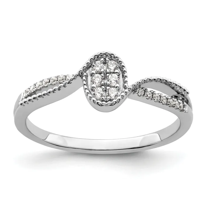 Goldia Rings 14K White Gold First Promise Lab Grown VSSI G Diamond Small Cluster Promise