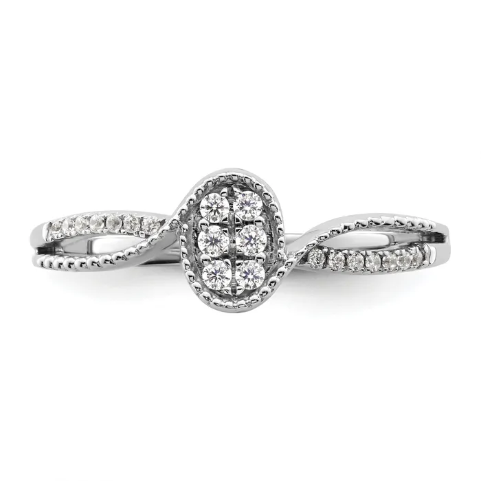 Goldia Rings 14K White Gold First Promise Lab Grown VSSI G Diamond Small Cluster Promise