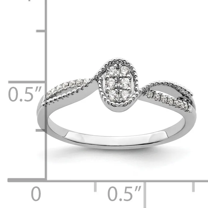 Goldia Rings 14K White Gold First Promise Lab Grown VSSI G Diamond Small Cluster Promise