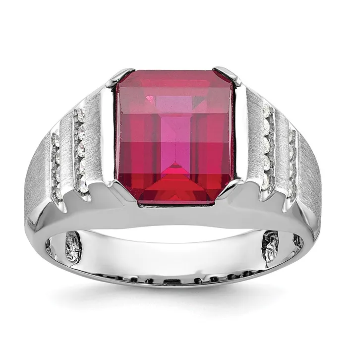 Goldia Rings 14k White Gold Mens Gemstone and Diamond Ring Mounting