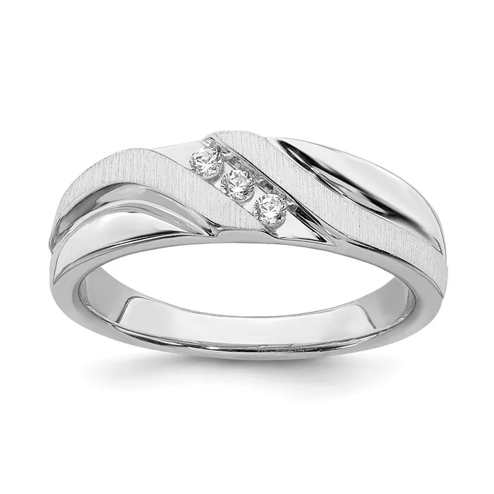 Goldia Rings 14k White Gold Mens Real Diamond Band