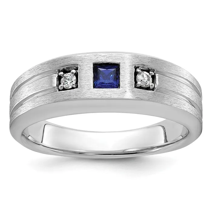 Goldia Rings 14k White Gold Mens Satin Lab Created Sapphire Diamond Ring Mounting