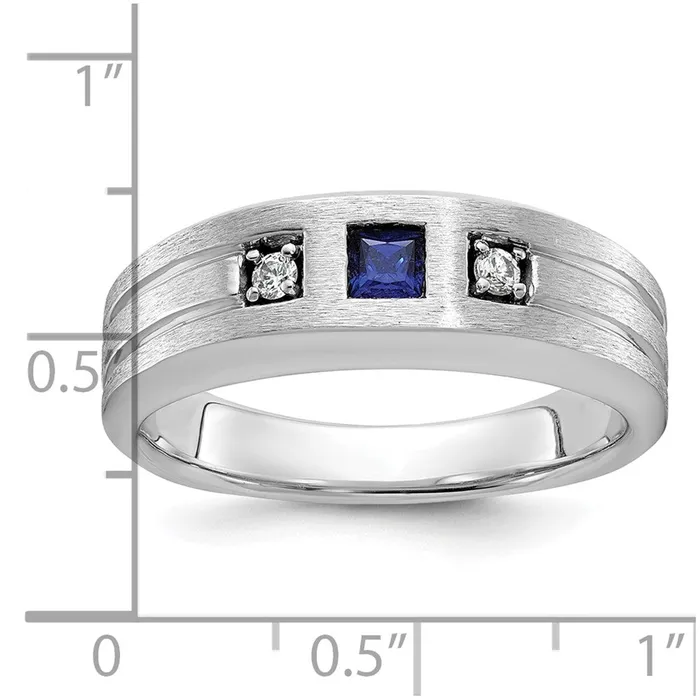 Goldia Rings 14k White Gold Mens Satin Lab Created Sapphire Diamond Ring Mounting