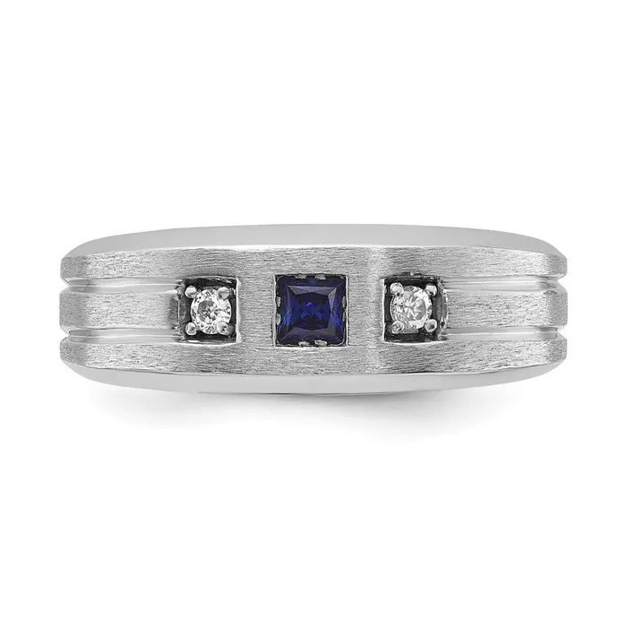 Goldia Rings 14k White Gold Mens Satin Lab Created Sapphire Diamond Ring Mounting