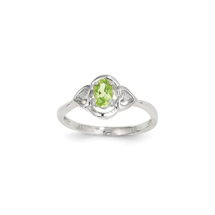 Goldia Rings 14k White Gold Peridot Diamond Ring