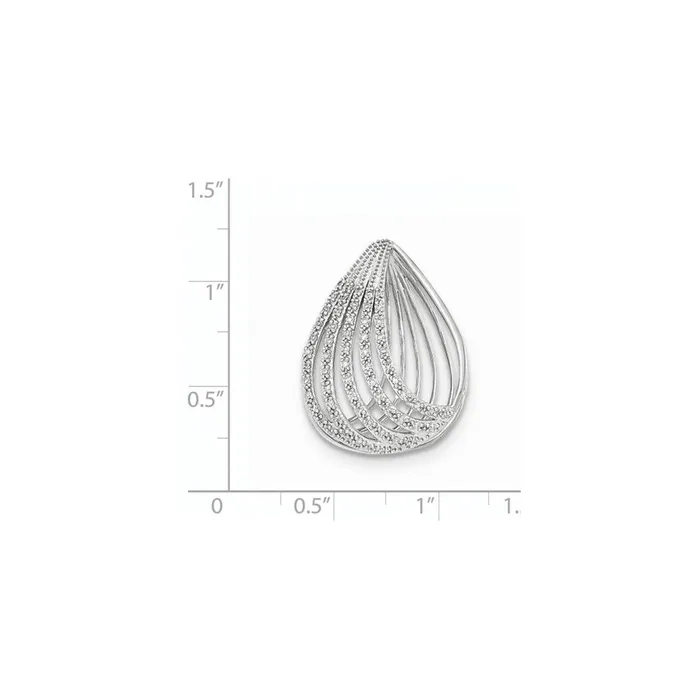 Goldia Rings 14K White Gold Real Diamond Open Teardrop Slide Pendant