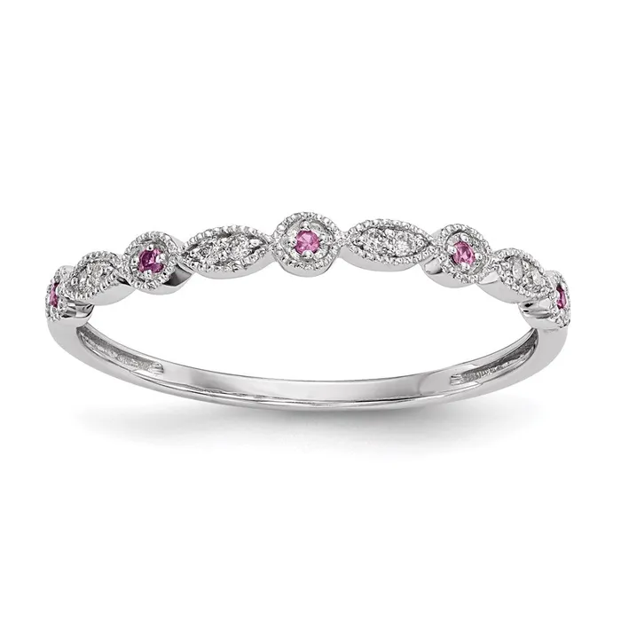 Goldia Rings 14k White Gold Real Diamond u0026 Pink Sapphire Ring