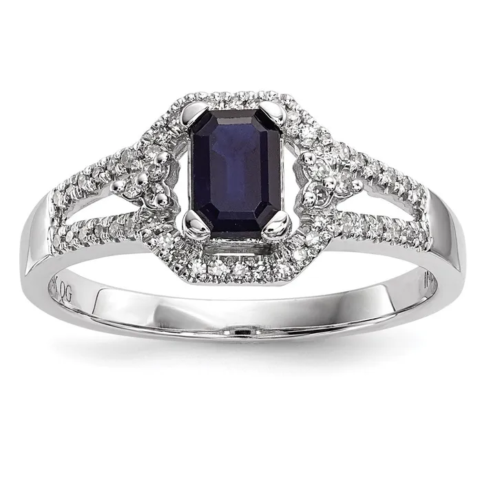 Goldia Rings 14k White Gold Real Diamond u0026 Sapphire Ring