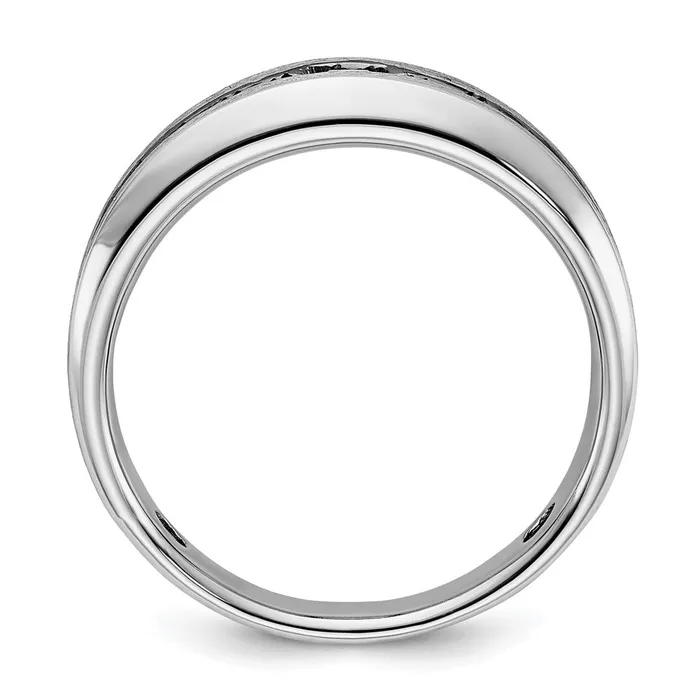 Goldia Rings 14k White Gold with Black Rhodium Mens Polished and Brushed Black and White Diamond Complete Ring