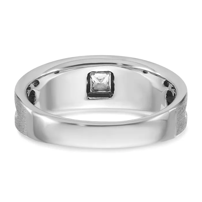 Goldia Rings 14k White Gold with Black Rhodium Mens Polished and Brushed Black and White Diamond Complete Ring
