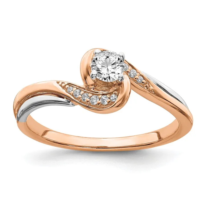 Goldia Rings 14K White u0026 Rose Gold Real Diamond Complete Engagement Ring