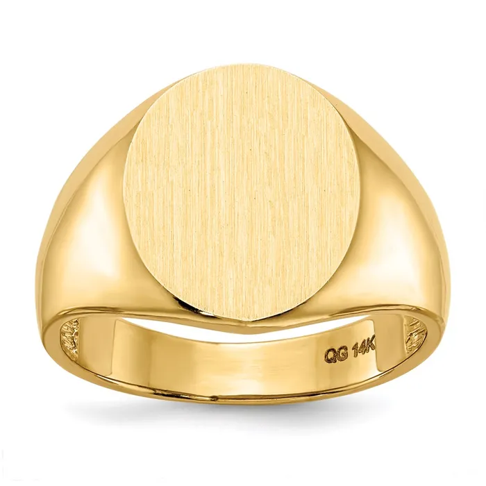 Goldia Rings 14K Yellow Gold 115mm x125mm Open Back Mens Signet Ring