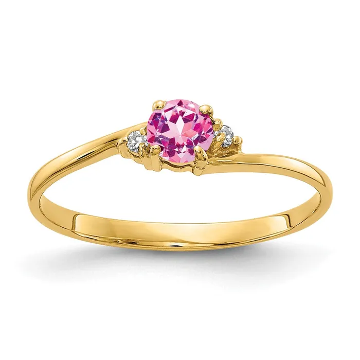 Goldia Rings 14k Yellow Gold 4mm Pink Sapphire AAA Diamond ring