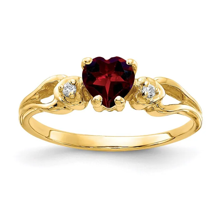 Goldia Rings 14K Yellow Gold 5mm Heart Garnet A Real Diamond ring