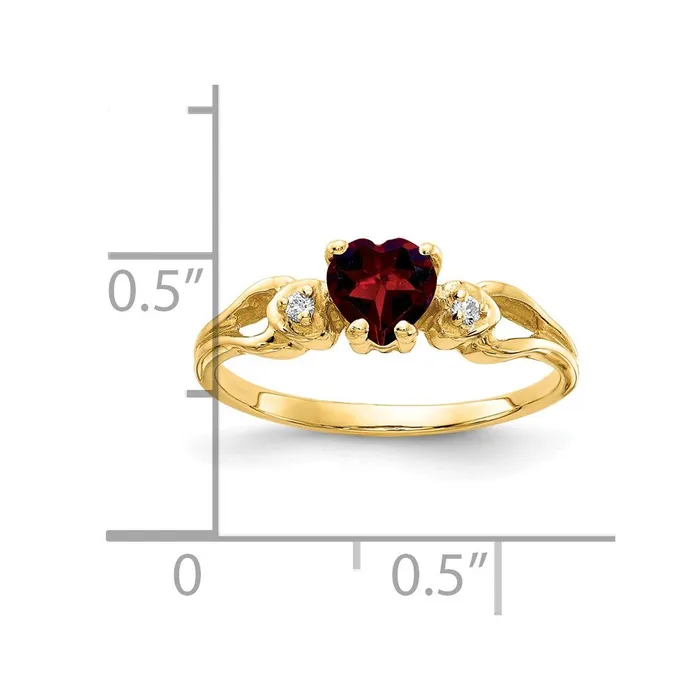 Goldia Rings 14K Yellow Gold 5mm Heart Garnet A Real Diamond ring